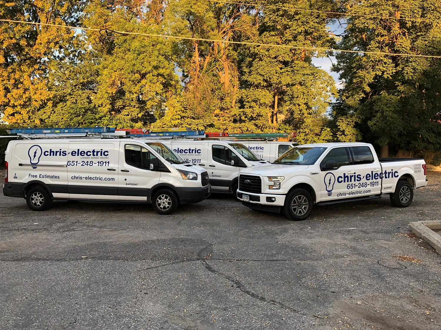 Chris Electric work vans and truck, a top-rated electrician in White Bear Lake, MN